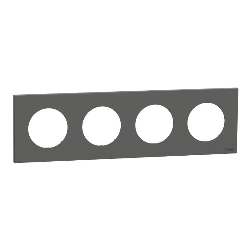 Odace - plaque de finition 4 postes - couleur Gris basalte