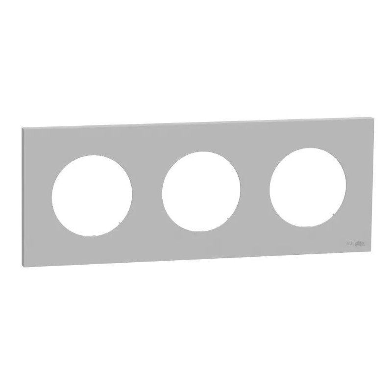 Odace - plaque de finition 3 postes - couleur Gris galet