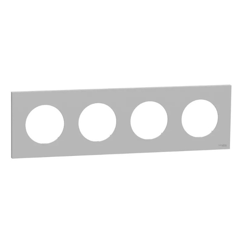 Odace - plaque de finition 4 postes - couleur Gris galet