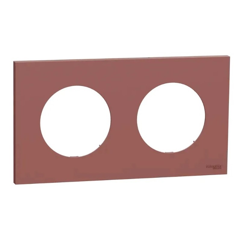 Odace - plaque de finition 2 postes - couleur Rose grenat