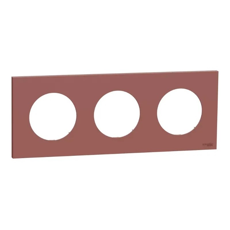 Odace - plaque de finition 3 postes - couleur Rose grenat