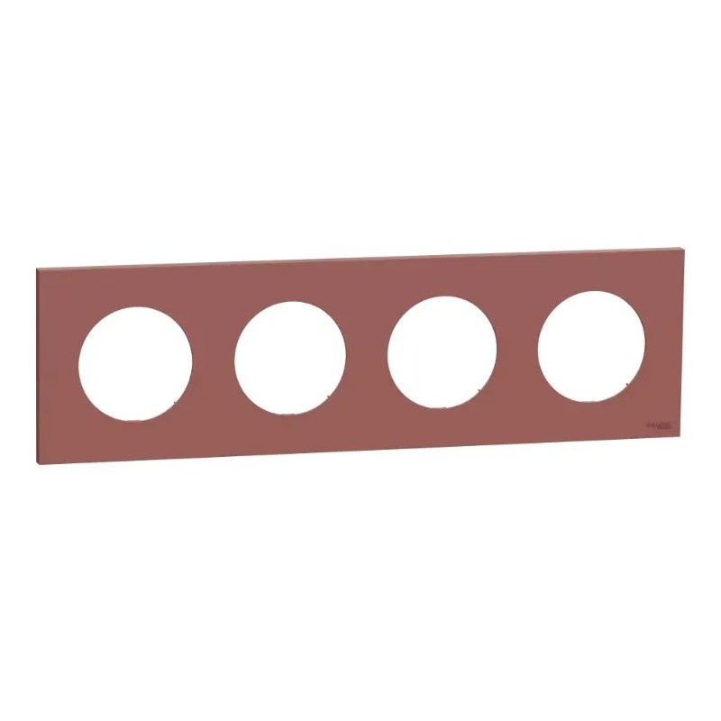 Odace - plaque de finition 4 postes - couleur Rose grenat