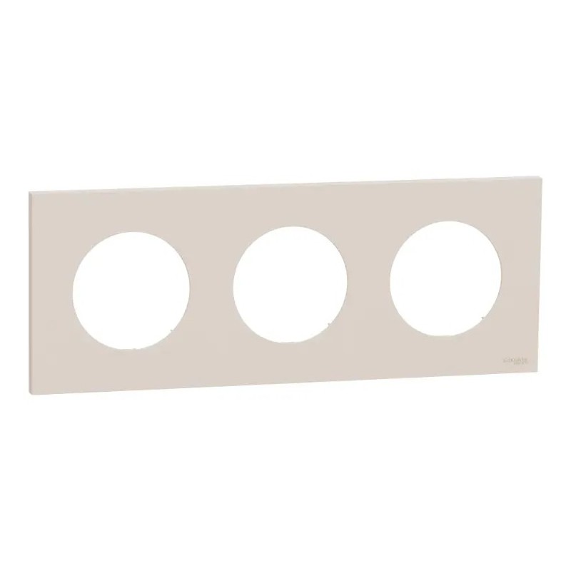 Odace - plaque de finition 3 postes - couleur Beige sable