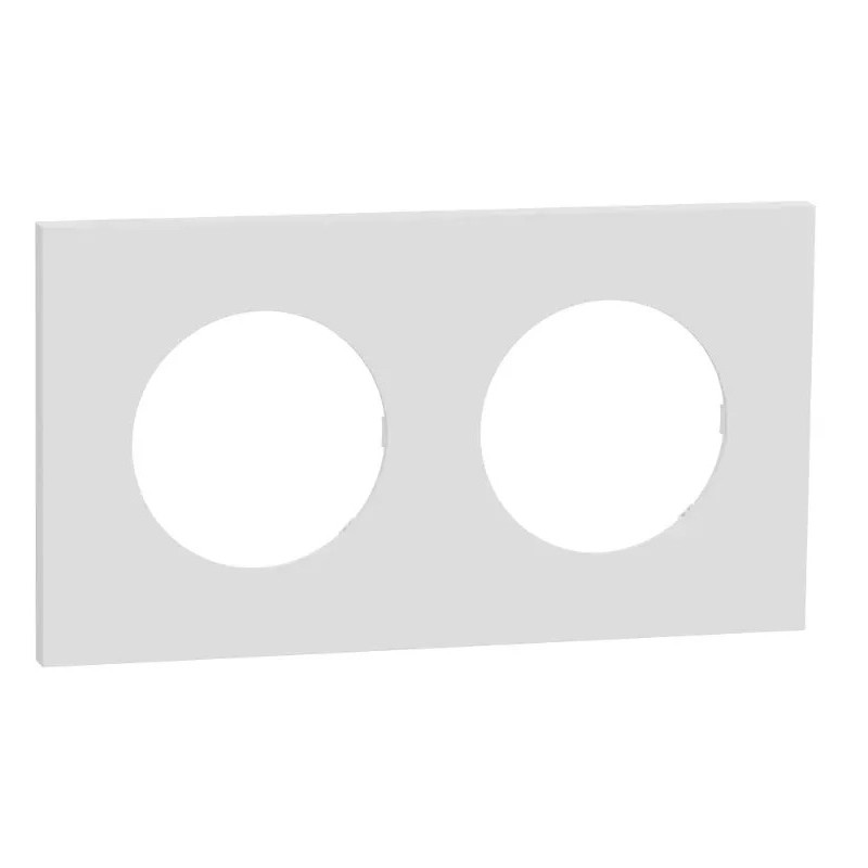 Odace Métal - plaque de finition 2 postes - effet Céramique Blanc support blanc