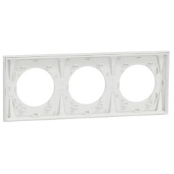 Odace Métal - plaque de finition 3 postes - effet Céramique Blanc support blanc