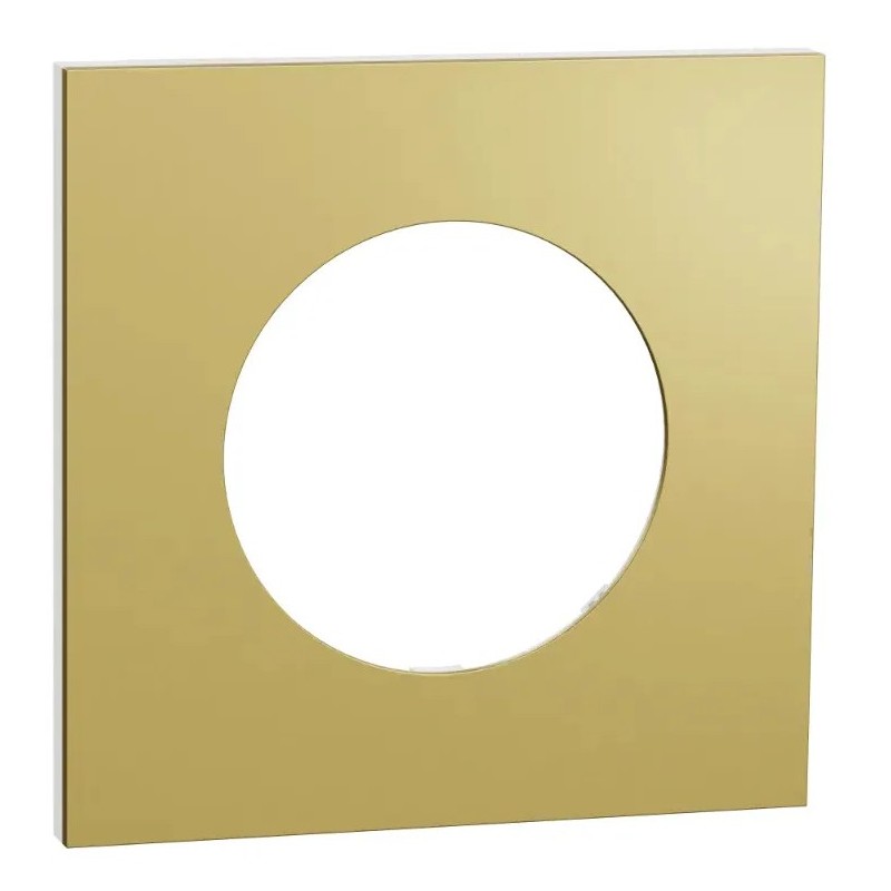 Odace Métal - plaque de finition 1 poste - effet Laiton support blanc