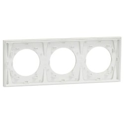 Odace Métal - plaque de finition 3 postes - effet Laiton support blanc