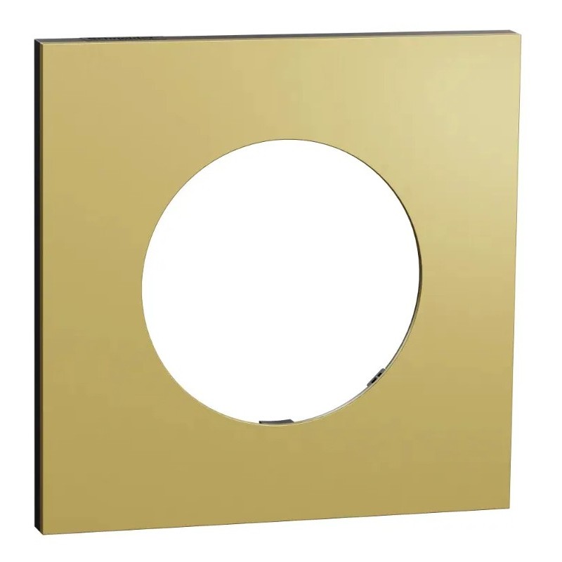 Odace Métal - plaque de finition 1 poste - effet Laiton support noir