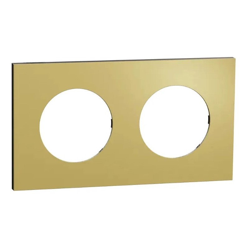 Odace Métal - plaque de finition 2 postes - effet Laiton support noir