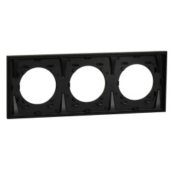 Odace Métal - plaque de finition 3 postes - effet Laiton support noir