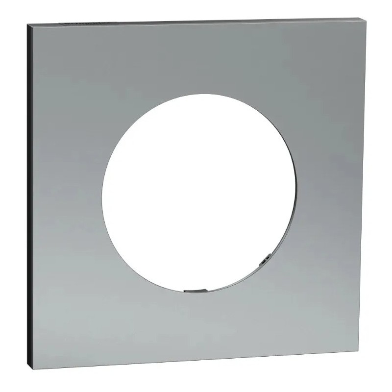 Odace Métal - plaque de finition 1 poste - effet Titane support noir