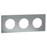 Odace Métal - plaque de finition 3 postes - effet Titane support noir