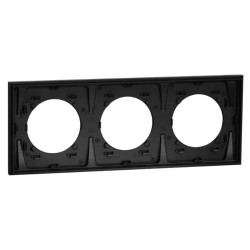 Odace Métal - plaque de finition 3 postes - effet Titane support noir