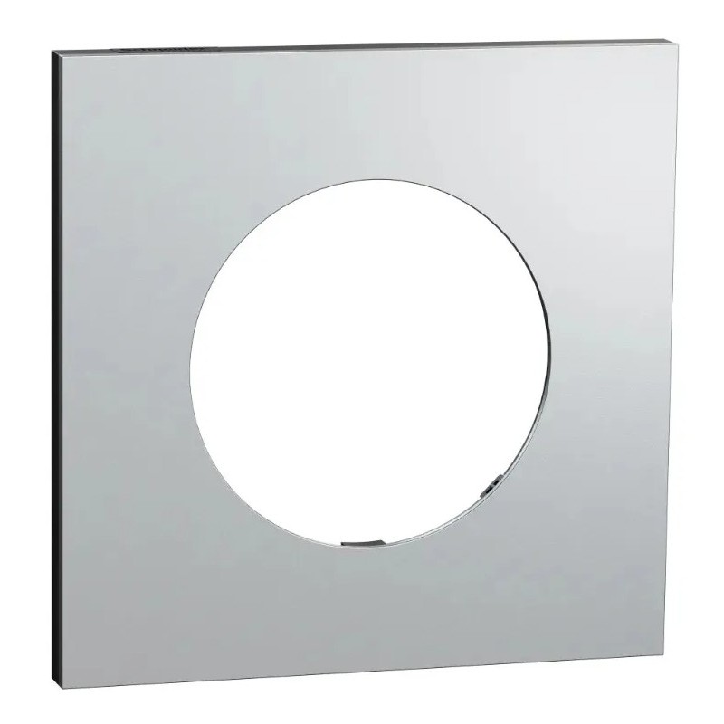 Odace Métal - plaque de finition 1 poste - effet Aluminium support noir