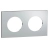 Odace Métal - plaque de finition 2 postes - effet Aluminium support noir