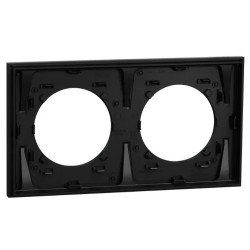 Odace Métal - plaque de finition 2 postes - effet Aluminium support noir