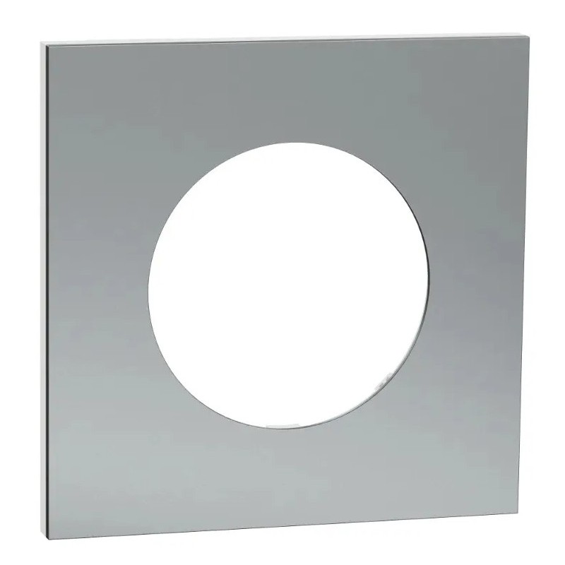 Odace Métal - plaque de finition 1 poste - effet Titane support blanc