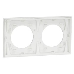 Odace Métal - plaque de finition 2 postes - effet Titane support blanc