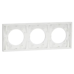 Odace Métal - plaque de finition 3 postes - effet Titane support blanc