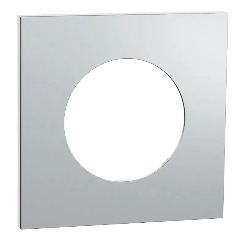 Odace Métal - plaque de finition 1 poste - effet Aluminium support blanc