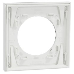 Odace Métal - plaque de finition 1 poste - effet Aluminium support blanc