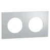 Odace Métal - plaque de finition 2 postes - effet Aluminium support blanc