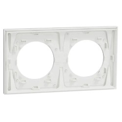 Odace Métal - plaque de finition 2 postes - effet Aluminium support blanc