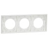 Odace Métal - plaque de finition 3 postes - effet Aluminium support blanc