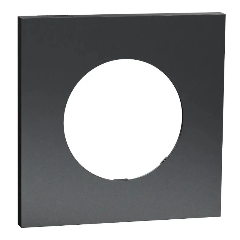 Odace Métal - plaque de finition 1 poste - effet Perle Noire support noir