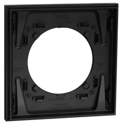 Odace Métal - plaque de finition 1 poste - effet Perle Noire support noir