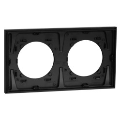 Odace Métal - plaque de finition 2 postes - effet Perle Noire support noir