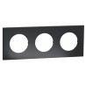 Odace Métal - plaque de finition 3 postes - effet Perle Noire support noir