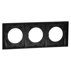 Odace Métal - plaque de finition 3 postes - effet Perle Noire support noir