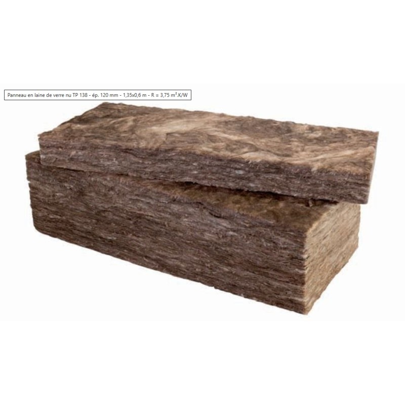 4 panneaux de laine de verre Mur 032 kraft, Ep.120mm, 1.35x0.6m KNAUF