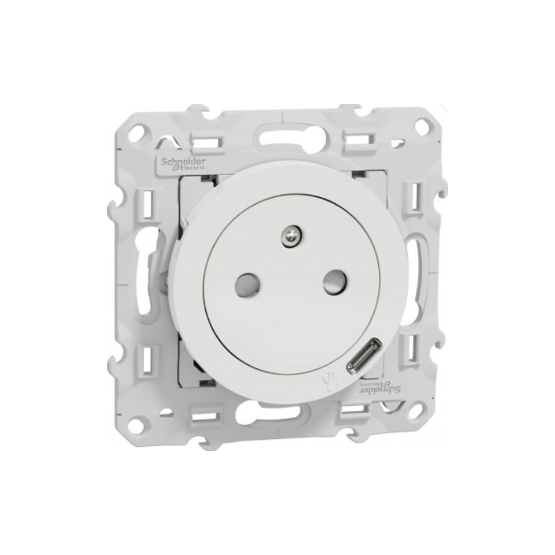 Odace 2011 - prise affleurante + USB C 10.5W - blanc