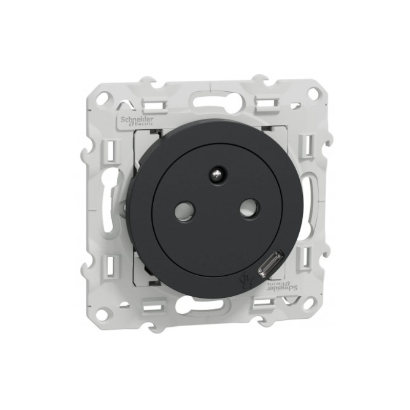 Odace 2011 - Prise affleurante + usb C10.5W - anthracite