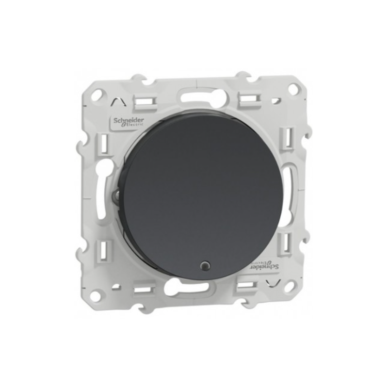 Odace 2011 - poussoir lumineux - anthracite - 10A - voyant LED bleu 0,15mA