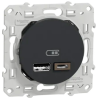 Odace 2011 - prise USB double - type A+C - anthracite - 5 Vcc - 2,4A