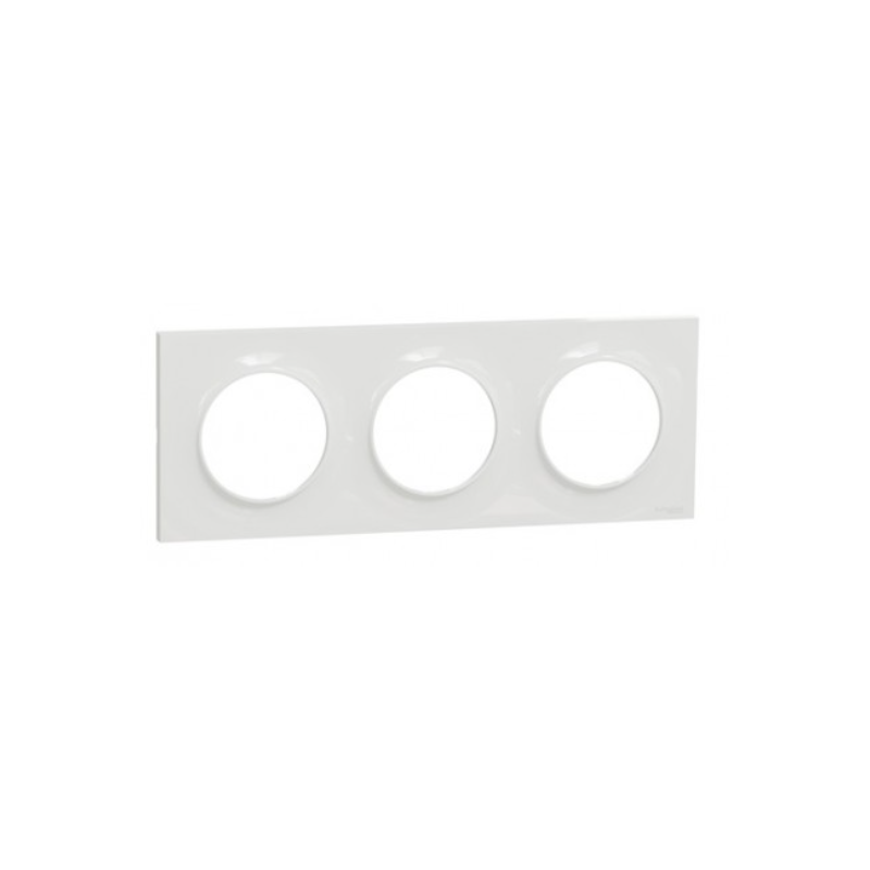 Odace 2011 Styl -  plaque 3 postes H/V entraxe 71mm blanc