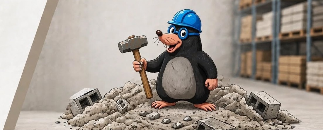 Mascotte Heuzé Matériaux sur un chantier